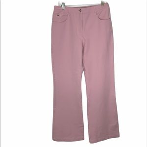 St. John Vintage Pink Bell Bottom Jeans With Liquid Silver